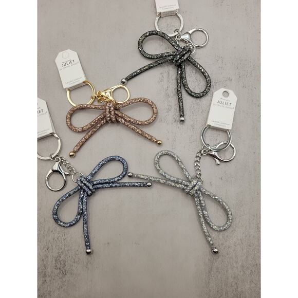 Rose Gold Mesh Coquette Bow Keychain Bag Charm - Picture 2 of 2